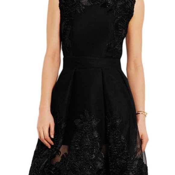 MAJE - BLACK EMBROIDERED DRESS with Mesh Overlay Size 2-4 US, Size 1 EU - Picture 3 of 14